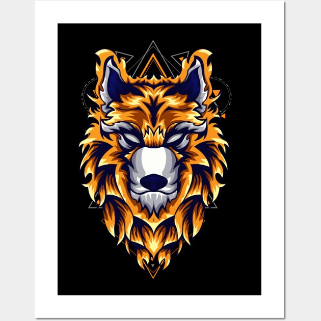 golden wolf rainbow Wall Art by SHINIGAMII